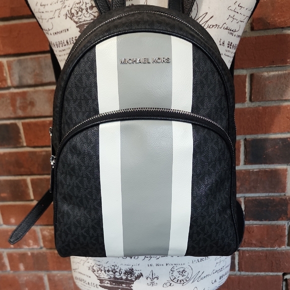 Michael Kors Handbags - Michael Kors Black and Gray Abbey Med Backpack NWT